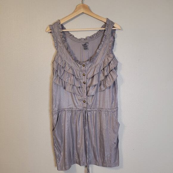 Poetry Dresses & Skirts - Poetry Womens  Dress Size US M Gray  Metallic Collared Pockets Knee Length
